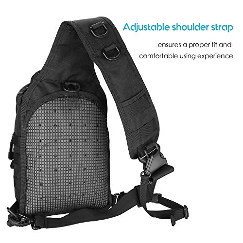 ProCase Bandolera Táctica, Bolsa de Hombro Militar, Mochila Deportiva para Cazamiento, Senderismo, Acampamento –Negro