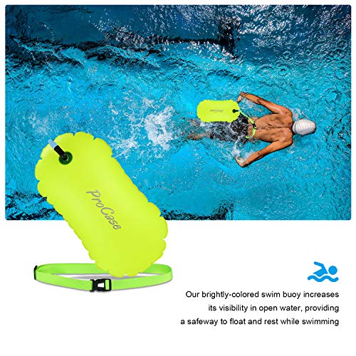 ProCase Boya de Natación para Aguas Abiertas, Flotadora de Color Llamativo para Nadar, con Cinturón Ajustable para Nadador, Triatleta y Entrenamiento de Natación Segura -Amarillo Fluorescente