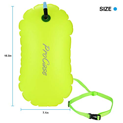 ProCase Boya de Natación para Aguas Abiertas, Flotadora de Color Llamativo para Nadar, con Cinturón Ajustable para Nadador, Triatleta y Entrenamiento de Natación Segura -Amarillo Fluorescente