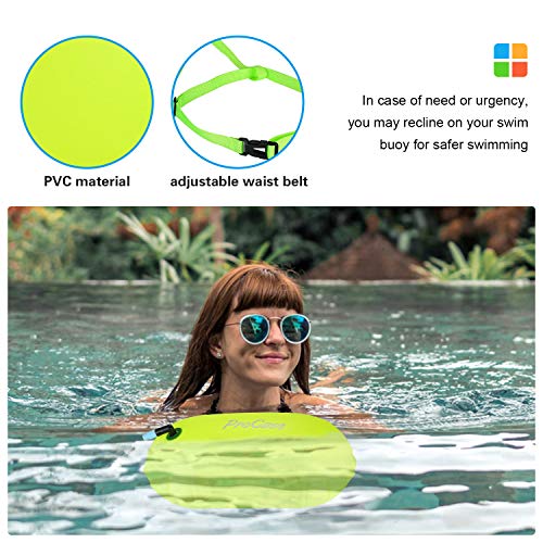 ProCase Boya de Natación para Aguas Abiertas, Flotadora de Color Llamativo para Nadar, con Cinturón Ajustable para Nadador, Triatleta y Entrenamiento de Natación Segura -Amarillo Fluorescente