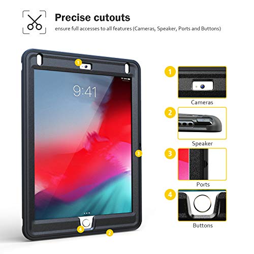 ProCase Bumper para iPad 9.7 6.ª 2018/5.ª 2017/iPad Pro 9.7/iPad Air/Air 2, Carcasa Rugosa con Soporte Rotativo Asa de Mano, Funda Robusta Antichoque para iPad 9,7" –Negro