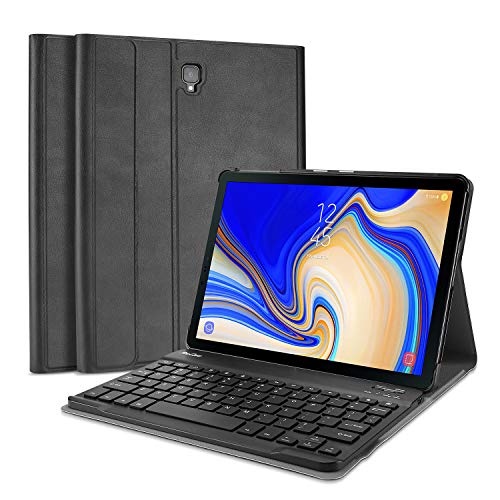 ProCase Funda con Teclado Americano para Galaxy Tab A 10.5 2018, Carcasa Delgada con Tapa Ingeligente y Teclado Inglés Inalámbrico Desmontable para Galaxy Tab A 10.5 SM-T590 T595 T597 -Negro