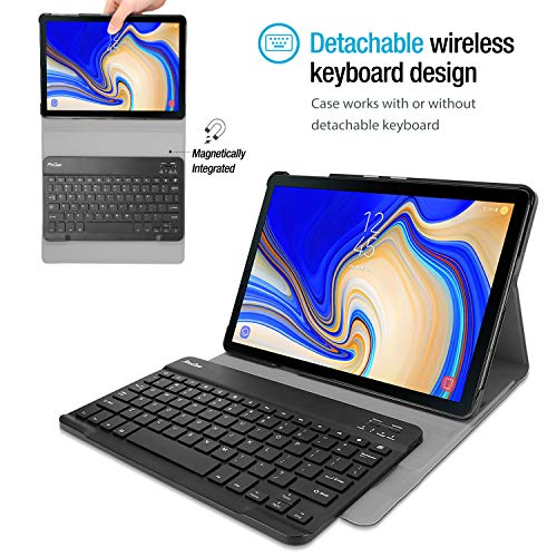 ProCase Funda con Teclado Americano para Galaxy Tab A 10.5 2018, Carcasa Delgada con Tapa Ingeligente y Teclado Inglés Inalámbrico Desmontable para Galaxy Tab A 10.5 SM-T590 T595 T597 -Negro
