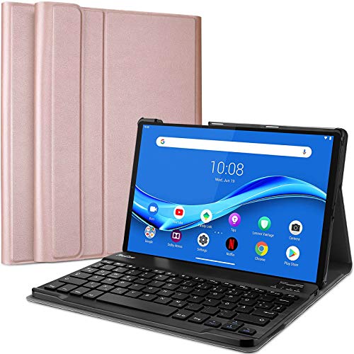 ProCase Funda con Teclado Americano para Lenovo Tab M10 Plus 10.3" FHD 2020 (TB-X606F / TB-X606X), Carcasa Delgada con Teclado Inglés Inalámbrico Desmontable Magnético –Oro Rosa