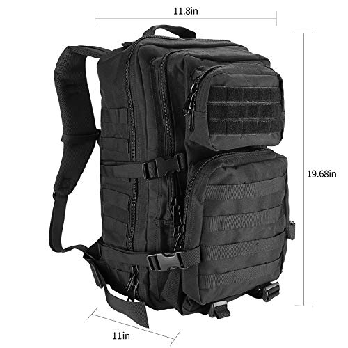 ProCase Mochila Táctica Militar 40L, Paquete de Asalto MOLLE de Gran Capacidad para Utilidad Militar, Bolsa de Emergencia de 3 Días para Caza Senderismo Acampada y Actividad al Aire Libre –Negro