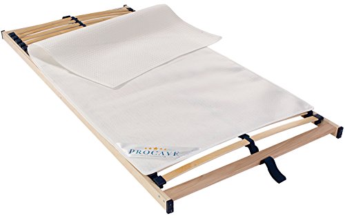 PROCAVE Protectores de Siesta para el Marco de Listones en Diferentes tamaños - Made in Germany | Almohadilla de colchón y Protector de colchón 90x200 cm | Transpirable - Antideslizante y Lavable