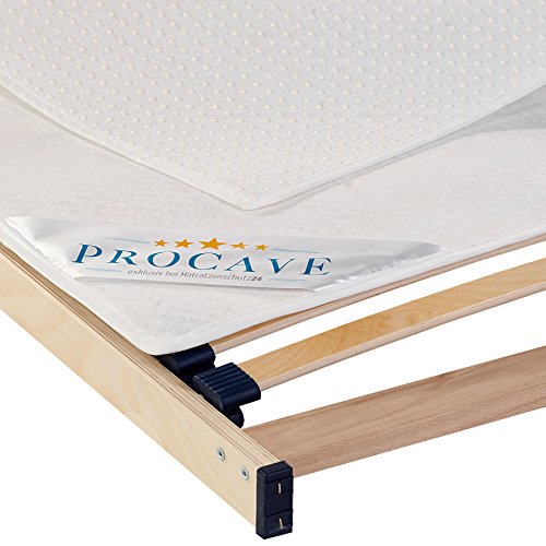 PROCAVE Protectores de Siesta para el Marco de Listones en Diferentes tamaños - Made in Germany | Almohadilla de colchón y Protector de colchón 90x200 cm | Transpirable - Antideslizante y Lavable