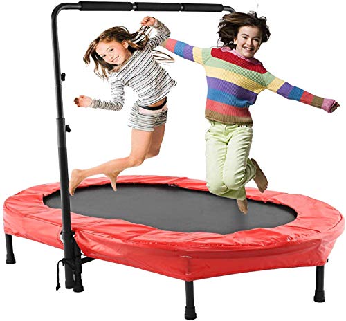 Profun Mini Trampolín Fitness Interior / Exterior - Manillares Ajustables y Sistema de Cuerda Elástica para Niños / Adultos (Carga máxima: 220 lbs) (Rojo 2)