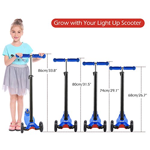 Profun Patinete 3 Ruedas Patinete para Niños de 3-10 Años Patinete Niño con Freno Altura del Manillar Ajustable Patinete Niña con Luces Led Patinetes para Niñas Diseño Desmontable - Azul Oscuro