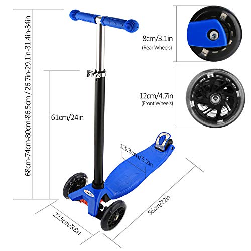Profun Patinete 3 Ruedas Patinete para Niños de 3-10 Años Patinete Niño con Freno Altura del Manillar Ajustable Patinete Niña con Luces Led Patinetes para Niñas Diseño Desmontable - Azul Oscuro Profun Patinete 3 Ruedas Patinete para Niños de 3-10 Años Patinete Niño con Freno Altura del Manillar Ajustable Patinete Niña con Luces Led Patinetes para Niñas Diseño Desmontable - Azul Oscuro