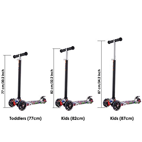 Profun Patinete 4 Ruedas Patinete para Niños Flash Patinete con Luces Altura de Manillar Ajustable de 64-87CM Ideal para Niños de 3-8 años(Menores de 1,4 m)(Graffiti) Profun Patinete 4 Ruedas Patinete para Niños Flash Patinete con Luces Altura de Manillar Ajustable de 64-87CM Ideal para Niños de 3-8 años(Menores de 1,4 m)(Graffiti)