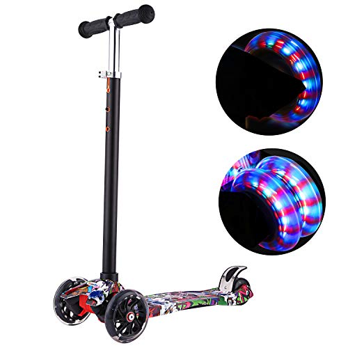 Profun Patinete 4 Ruedas Patinete para Niños Flash Patinete con Luces Altura de Manillar Ajustable de 64-87CM Ideal para Niños de 3-8 años(Menores de 1,4 m)(Graffiti) Profun Patinete 4 Ruedas Patinete para Niños Flash Patinete con Luces Altura de Manillar Ajustable de 64-87CM Ideal para Niños de 3-8 años(Menores de 1,4 m)(Graffiti)