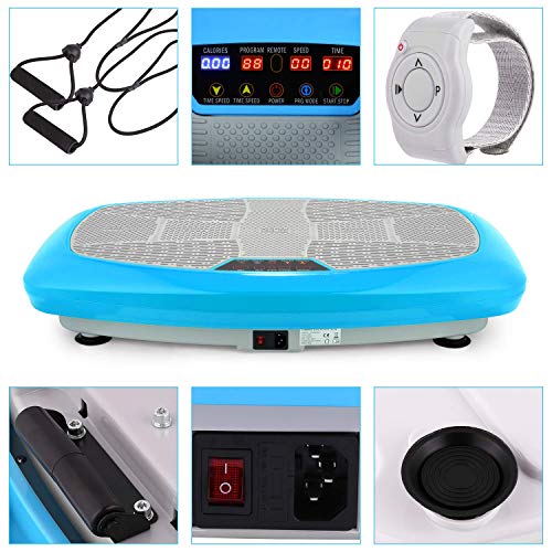Profun Plataforma Vibratoria Fitness, Dispositivo de vibración 3D con Gran área de Entrenamiento Antideslizante y Pantalla LCD y Control Remoto y Bandas de Entrenamiento, máx.120 kg (Azul) Profun Plataforma Vibratoria Fitness, Dispositivo de vibración 3D con Gran área de Entrenamiento Antideslizante y Pantalla LCD y Control Remoto y Bandas de Entrenamiento, máx.120 kg (Azul)