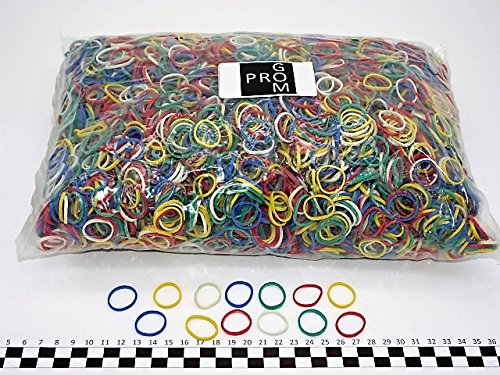Progom - Gomas Elasticas - 25(ø16)mm x 1.7mm - colores mezclados (rojo, verde, azul, blanco, amarillo,negro) - bolsa de 1kg