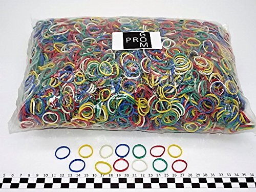 Progom - Gomas Elasticas - 25(ø16)mm x 1.7mm - colores mezclados (rojo, verde, azul, blanco, amarillo,negro) - bolsa de 1kg Progom - Gomas Elasticas - 25(ø16)mm x 1.7mm - colores mezclados (rojo, verde, azul, blanco, amarillo,negro) - bolsa de 1kg