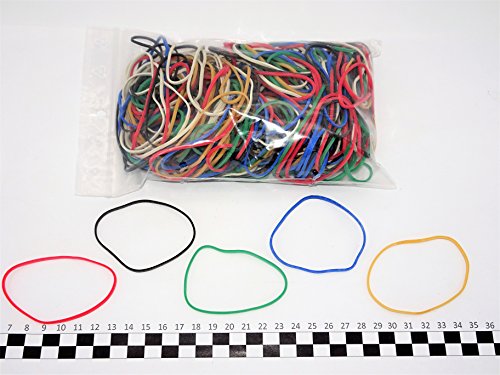 Progom - Gomas Elasticas - 80(ø50) mm x 1.7mm - colores mezclados (rojo,blanco,natural,verde,azul,negro) - bolsa de 200 piezas