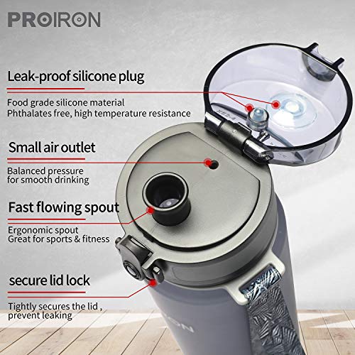 PROIRON Botella Agua Deporte Tritan Sin BPA Botella Reutilizable para Senderismo al Aire Libre, Viajes de Campamento PROIRON Botella Agua Deporte Tritan Sin BPA Botella Reutilizable para Senderismo al Aire Libre, Viajes de Campamento