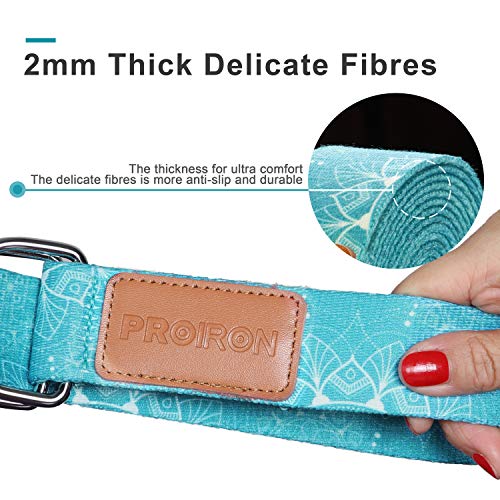 PROIRON Correas de Yoga Ajustable Cinturón para Estiramientos Algodon Correa para Ejercicios con Hebilla Metal D-Anillos 2mm Ultra Grueso PROIRON Correas de Yoga Ajustable Cinturón para Estiramientos Algodon Correa para Ejercicios con Hebilla Metal D-Anillos 2mm Ultra Grueso