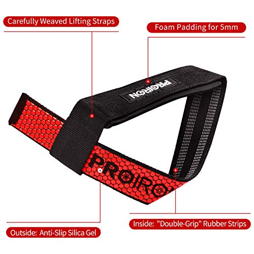 PROIRON Correas Levantamiento de Pesas, Correas Profesionales Acolchadas con Sujeción de Gel, Gym Straps Deportivas, muñequeras powerlifting Gimnasio, Crossfit, Fitness, para halterofília PROIRON Correas Levantamiento de Pesas, Correas Profesionales Acolchadas con Sujeción de Gel, Gym Straps Deportivas, muñequeras powerlifting Gimnasio, Crossfit, Fitness, para halterofília