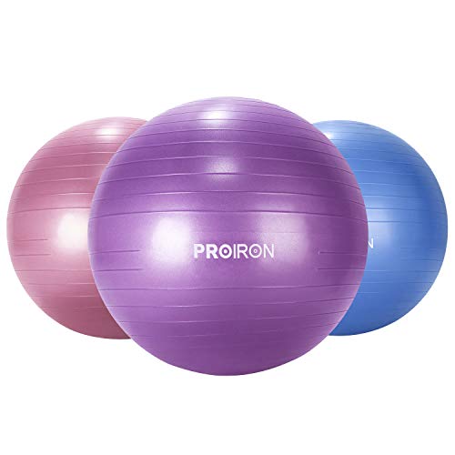 PROIRON Fitness Pelota de Ejercicio - Bola Suiza con Bomba de Inflado,Bola de Yoga antirrebote y Antideslizante,Bola de Equilibrio para Gimnasio Pilates Gimnasio de Yoga Púrpura 75cm