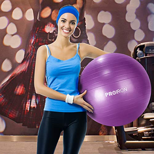 PROIRON Fitness Pelota de Ejercicio - Bola Suiza con Bomba de Inflado,Bola de Yoga antirrebote y Antideslizante,Bola de Equilibrio para Gimnasio Pilates Gimnasio de Yoga Púrpura 75cm PROIRON Fitness Pelota de Ejercicio - Bola Suiza con Bomba de Inflado,Bola de Yoga antirrebote y Antideslizante,Bola de Equilibrio para Gimnasio Pilates Gimnasio de Yoga Púrpura 75cm