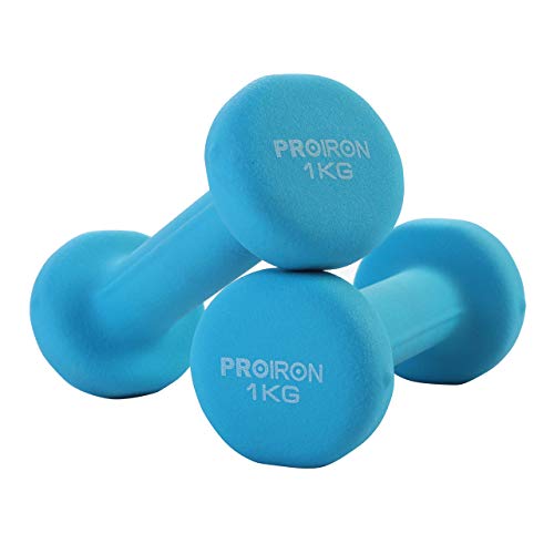PROIRON Mancuernas de Neopreno -Mancuernas con Revestimiento de Neopreno 2 x 1 kg Azul PROIRON Mancuernas de Neopreno -Mancuernas con Revestimiento de Neopreno 2 x 1 kg Azul