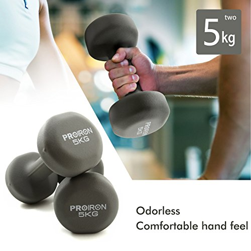 PROIRON Mancuernas de Neopreno -Mancuernas con Revestimiento de Neopreno 2 x 5 kg PROIRON Mancuernas de Neopreno -Mancuernas con Revestimiento de Neopreno 2 x 5 kg