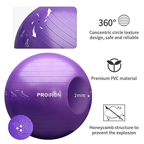 PROIRON Pelota de Pilates 55cm Fitball Pilates Pelota Embarazo (Púrpura)