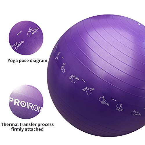 PROIRON Pelota de Pilates 55cm Fitball Pilates Pelota Embarazo (Púrpura)