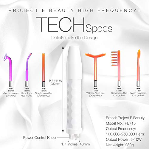 Project E Beauty - Máquina facial de cuidado facial para acné de alta frecuencia D'arsonval reafirmante de piel antiarrugas Project E Beauty - Máquina facial de cuidado facial para acné de alta frecuencia D'arsonval reafirmante de piel antiarrugas