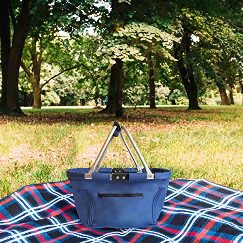 Projects Cesta de la compra plegable, grande, estable, con pies, cesta plegable de Maxline, azul, 48,5 x 28 x 28 cm, cesta de transporte con asa, cesta de la compra para hombre y mujer Projects Cesta de la compra plegable, grande, estable, con pies, cesta plegable de Maxline, azul, 48,5 x 28 x 28 cm, cesta de transporte con asa, cesta de la compra para hombre y mujer