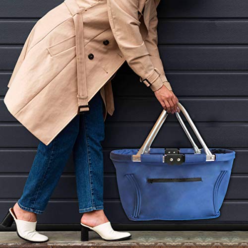 Projects Cesta de la compra plegable, grande, estable, con pies, cesta plegable de Maxline, azul, 48,5 x 28 x 28 cm, cesta de transporte con asa, cesta de la compra para hombre y mujer Projects Cesta de la compra plegable, grande, estable, con pies, cesta plegable de Maxline, azul, 48,5 x 28 x 28 cm, cesta de transporte con asa, cesta de la compra para hombre y mujer