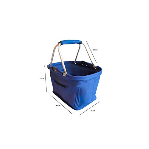 grande cesta plegable de Maxline azul estable con pies cesta de transporte con asa 48,5 x 28 x 28 cm cesta de la compra para hombre y mujer Projects Cesta de la compra plegable 