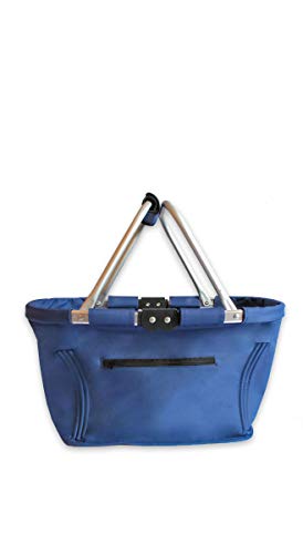 Projects Cesta de la compra plegable, grande, estable, con pies, cesta plegable de Maxline, azul, 48,5 x 28 x 28 cm, cesta de transporte con asa, cesta de la compra para hombre y mujer Projects Cesta de la compra plegable, grande, estable, con pies, cesta plegable de Maxline, azul, 48,5 x 28 x 28 cm, cesta de transporte con asa, cesta de la compra para hombre y mujer