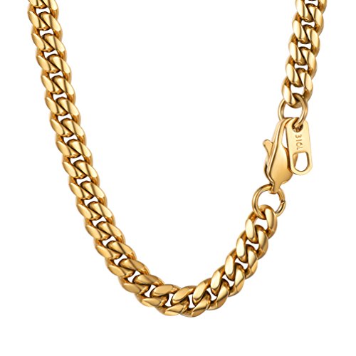 PROSTEEL Chapado en Oro Amarillo Acero Inoxidable Cadena de Hombre 6mm Ancho cadeba Acero Collar sin Colgante Estilo Freno Simple y Hip Hop Rock PROSTEEL Chapado en Oro Amarillo Acero Inoxidable Cadena de Hombre 6mm Ancho cadeba Acero Collar sin Colgante Estilo Freno Simple y Hip Hop Rock