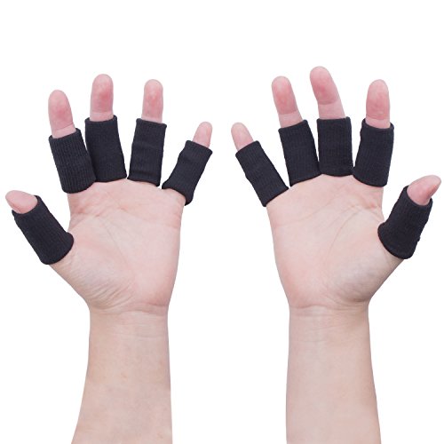 Protector de Dedos,Diealles Dedo Manga Protector Elástico Vendas Bandas Finger Guard para Baloncesto Voleibol Bádminton - 10PCS (Negro)
