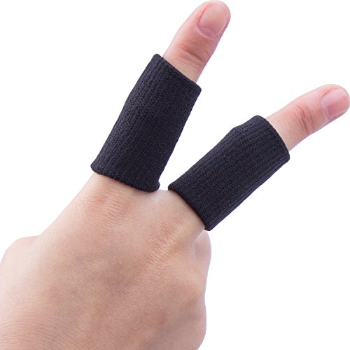 Protector de Dedos,Diealles Dedo Manga Protector Elástico Vendas Bandas Finger Guard para Baloncesto Voleibol Bádminton - 10PCS (Negro)