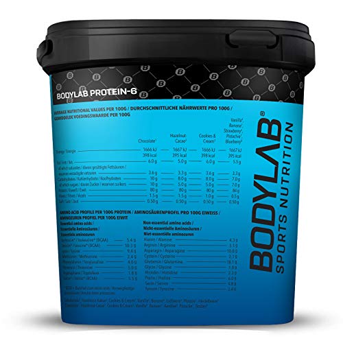 Protein-6 de Bodylab24 2 kg | Polvo de proteína multicomponente con 6 fuentes de proteína | Fresa