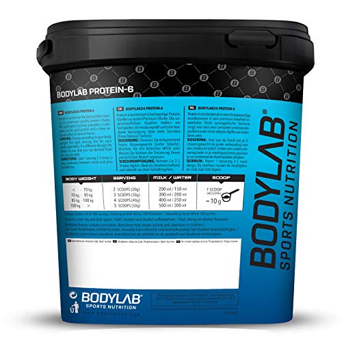 Protein-6 de Bodylab24 2 kg | Polvo de proteína multicomponente con 6 fuentes de proteína | Fresa