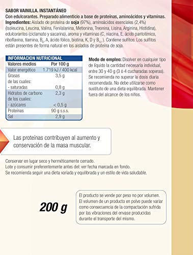 Protein 90 de Santiveri para deportistas (Vainilla) Bote de 200 gr: complemento alimenticio para deportistas a base de proteínas, aminoácidos y vitaminas. Apto para veganos