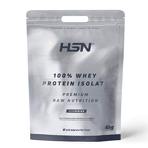 Proteína Aislada de Suero HSN | 100% Whey Protein Isolate | Proteína Sin Sabor en Polvo | Suplemento para Ganar Masa Muscular | Rica en BCAAs y Glutamina | Apto Vegetariano, 4Kg