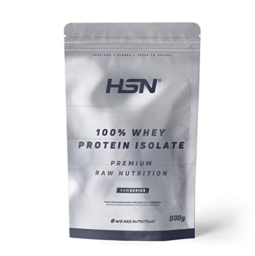 Proteína Aislada de Suero HSN | 100% Whey Protein Isolate | Proteína Sin Sabor en Polvo | Suplemento para Ganar Masa Muscular | Rica en BCAAs y Glutamina | Apto Vegetariano, 500g