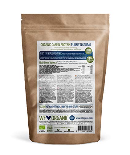Proteína de Caseína Orgánica - Natural - Certificada Orgánica, de Vacas de Hierba, Sin Aditivos - 500g Proteína de Caseína Orgánica - Natural - Certificada Orgánica, de Vacas de Hierba, Sin Aditivos - 500g