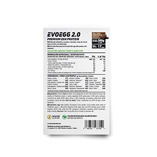 Proteína de Huevo de HSN Evoegg 2.0 | 100% Albúmina de Huevo en Polvo | Egg Protein | Para personas intolerantes a la lactosa y ovo-lactovegetarianos | Sin Gluten, Sin Lactosa, Sabor Chocolate, 500gr Proteína de Huevo de HSN Evoegg 2.0 | 100% Albúmina de Huevo en Polvo | Egg Protein | Para personas intolerantes a la lactosa y ovo-lactovegetarianos | Sin Gluten, Sin Lactosa, Sabor Chocolate, 500gr
