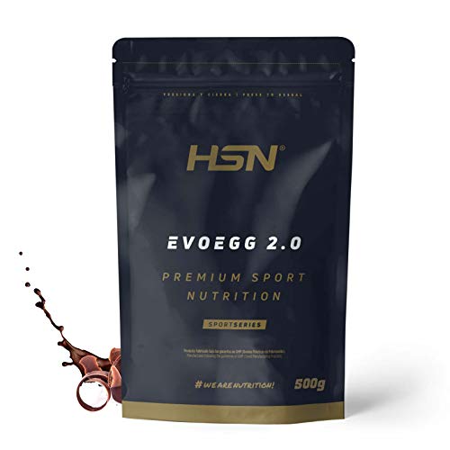 Proteína de Huevo de HSN Evoegg 2.0 | 100% Albúmina de Huevo en Polvo | Egg Protein | Para personas intolerantes a la lactosa y ovo-lactovegetarianos | Sin Gluten, Sin Lactosa, Sabor Chocolate, 500gr