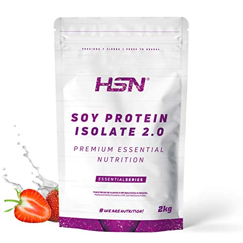 Proteína de Soja Aislada de HSN | Vegan Protein | Proteína Vegana con Stevia | Soy Protein Isolate | Sin Gluten, Sin Colesterol, Sin OMG, Sin Azúcar, Sin Lactosa, Sabor Fresa, 2 Kg