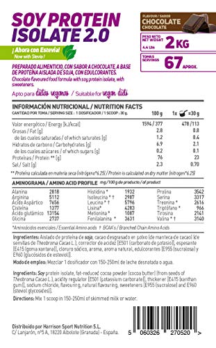 Proteína de Soja Aislada de HSN | Vegan Protein | Proteína Vegana con Stevia | Soy Protein Isolate | Sin Gluten, Sin Colesterol, Sin OMG, Sin Azúcar, Sin Lactosa, Sabor Chocolate, 2 Kg