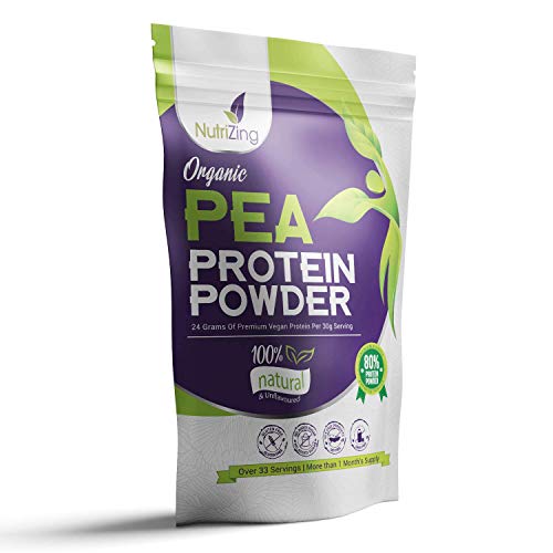 Proteína en Polvo Orgánica de Guisante sin Sabor NutriZing - 80% Proteína - Más de 30 raciones - Lo mejor para vegetarianos y veganos - Libre de Soya y Gluten - bolsa de 1kg