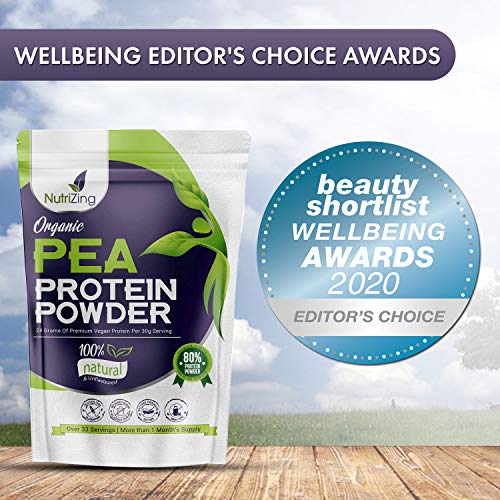 Proteína en Polvo Orgánica de Guisante sin Sabor NutriZing - 80% Proteína - Más de 30 raciones - Lo mejor para vegetarianos y veganos - Libre de Soya y Gluten - bolsa de 1kg Proteína en Polvo Orgánica de Guisante sin Sabor NutriZing - 80% Proteína - Más de 30 raciones - Lo mejor para vegetarianos y veganos - Libre de Soya y Gluten - bolsa de 1kg