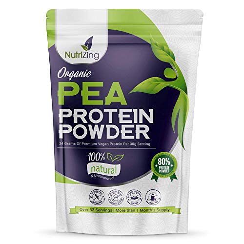 Proteína en Polvo Orgánica de Guisante sin Sabor NutriZing - 80% Proteína - Más de 30 raciones - Lo mejor para vegetarianos y veganos - Libre de Soya y Gluten - bolsa de 1kg Proteína en Polvo Orgánica de Guisante sin Sabor NutriZing - 80% Proteína - Más de 30 raciones - Lo mejor para vegetarianos y veganos - Libre de Soya y Gluten - bolsa de 1kg